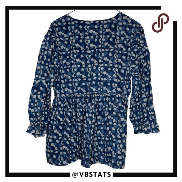 Mirth Women's Patterned Long Sleeves Button Front Tunic Top Blue Small‎ - Picture 2 of 5